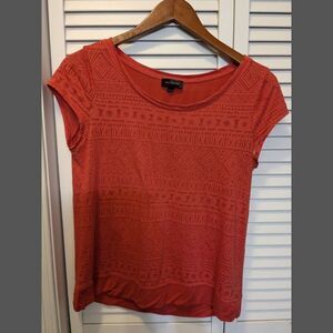 Vintage 90s The Limited Orange Tribal Aztec Burnout Print Cotton Tshirt S